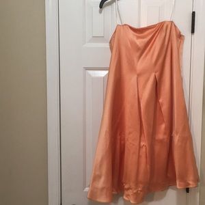 ABS Allen Schwartz satin coral orange dress prom